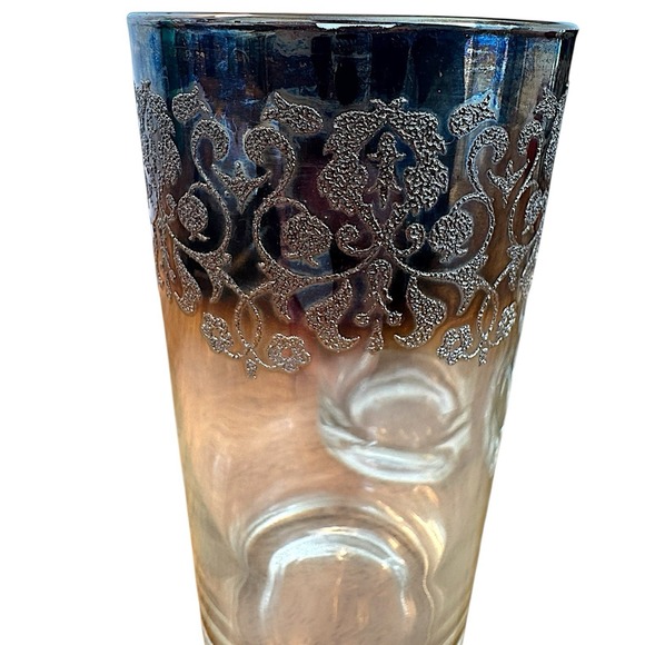 MCM Dorothy Thorpe Style Highball Glasses Silver Fade Filigree Barware 6 Pc Set - Picture 14 of 16